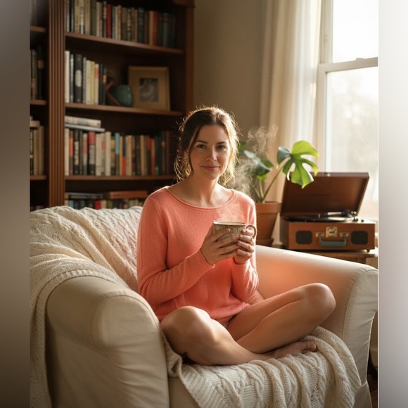 360SWEATER Sweaters - 360 Cashmere Sweater, Small 100% Cashmere Coral Pink Boat Neck Exposed Seam